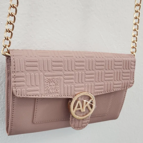 Crossbody Anne Klein Logo Wallet On A Chain Rose Bag - Picture 1 of 16